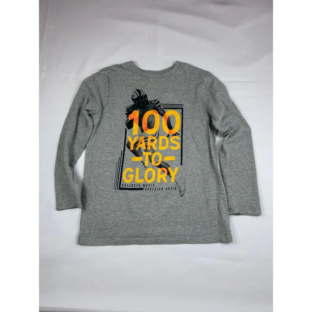 The Children’s Place Boys L 10/12 Gray Football Graphic Long Sleeve Shirt